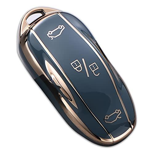 Чехол для ключа Tesla Model X с брелоком, чехол для полного защитного брелока из мягкого ТПУ премиум-класса, держатель для смарт-ключа