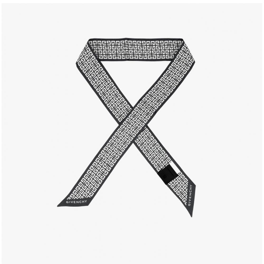 Givenchy 4g Monogram Print Skinny Twill Silk Scarf Bg00axg002 026