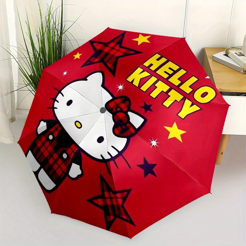 1pc Hello Kitty Plaid Stars Umbrella with Plastic Handle,Suitable for All Seasons Home Travel Outdoor UmbrellaSanlio378