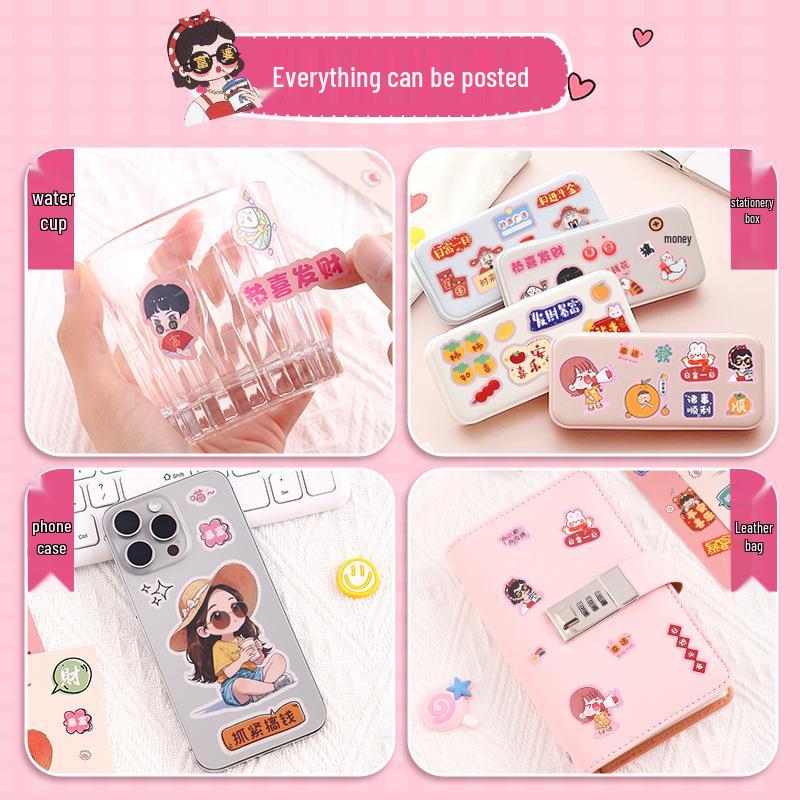 2025 Waterproof Christmas Cartoon Stickers: Internet Celebrity Logos, Self-Adhesive Transparent Labels