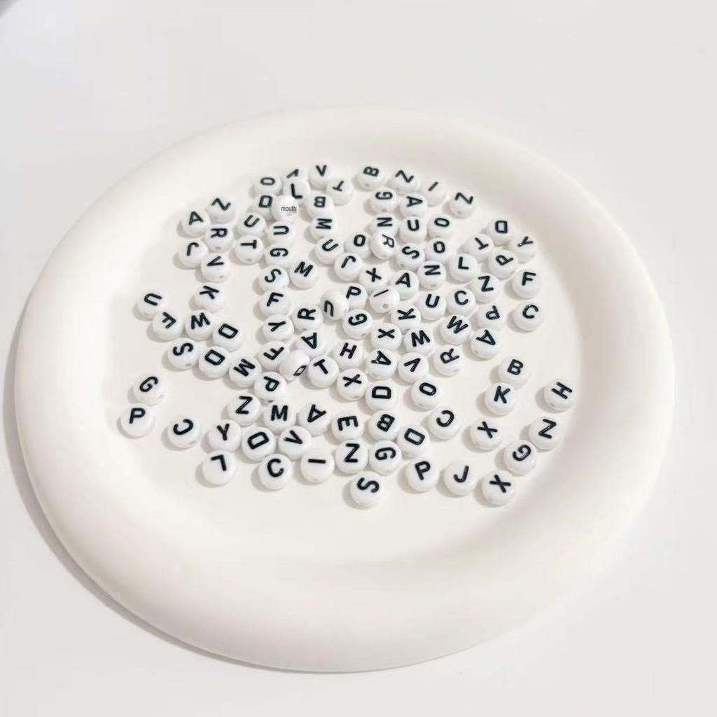 Акриловые бусины с английскими буквами 4x7 мм для изготовления украшений своими руками - Плоские бусины для браслетов и ожерелий