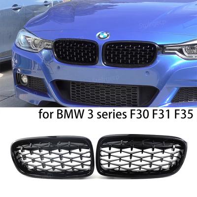 Решетка радиатора Diamond Front Bumper Kidney Grille Double Slat Racing Sport для BMW 3 серии F30 F31 F35 2011-19 Автомобильные аксессуары