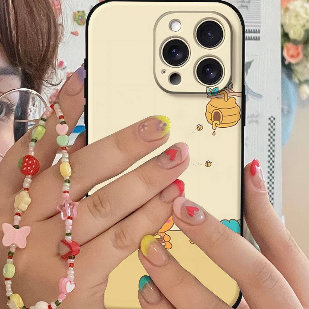 Мультяшный K-kakao Милые Друзья Чехол для Телефона Для IPhone 1716 15 14 13 Pro Max 11 12 Mini X Xs XR Черный Силиконовый Чехол