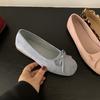 French Gentle Bow Blue Small Single Shoes Flat Ballet Shoes Early Spring New Soft-soled Shallow Mouth Women's Shoes Ladyshoes