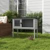 Raised Outdoor Wooden Rabbit Hutch with Opening Roof and Removable Tray, 84x43x70cm, Grey