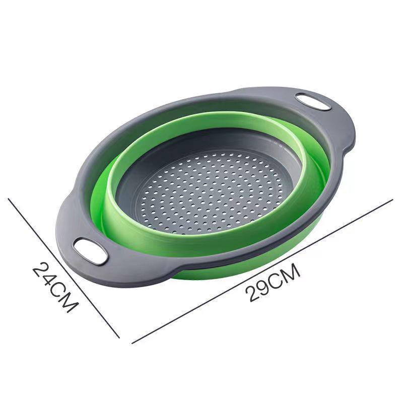 Складная круглая корзина для мытья овощей и фруктов с дренажом