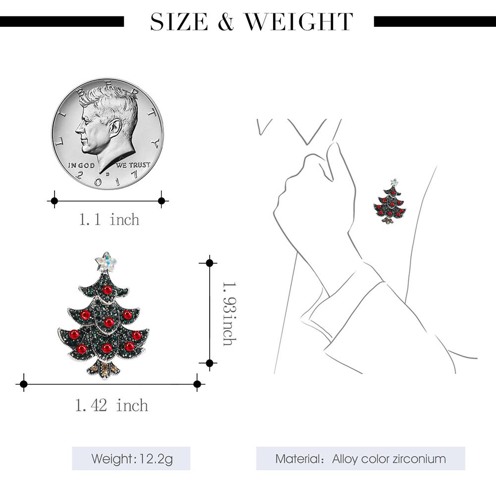 Crystal Christmas Tree Brooch Full Diamond Breastpin Christmas Gift Decoration for Women
