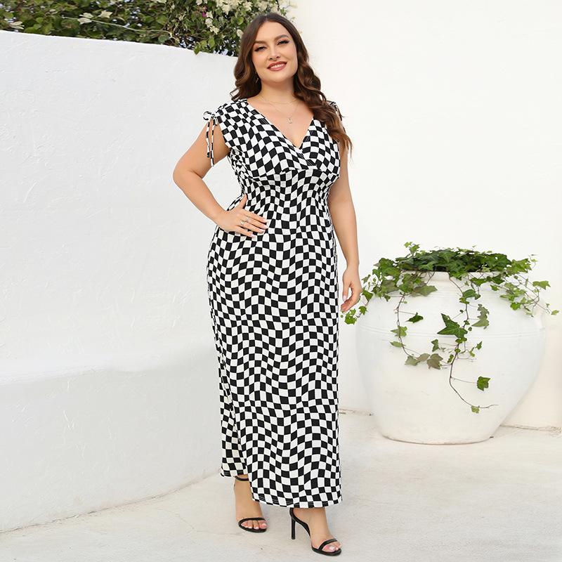 Летние женские платья больших размеров с v-образным вырезом, длинные платья с длинными рукавами в стиле «качели»