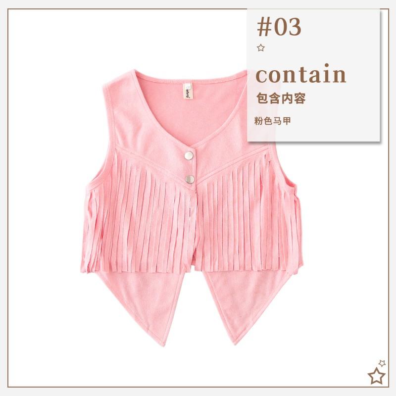 Girls Bohemian Hippie Denim Shorts Set Ethnic Style Fringe Vest Performance Costume Carnival 120-160cm