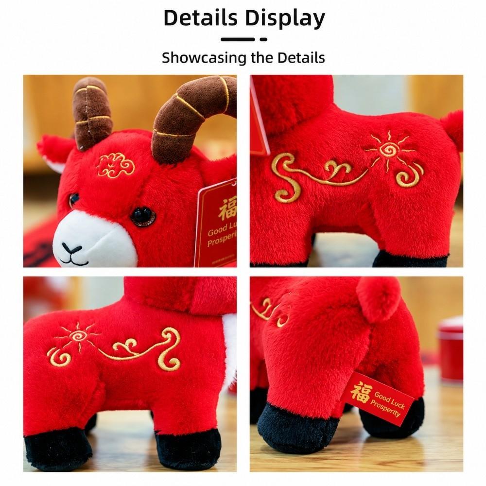 Soft Sheep Plush Toy 25CM New Year Sheep Doll Cartoon Sheep Year Plush Doll Holiday Decoration