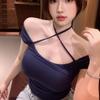 Women's Short-sleeved T-shirt Summer  New Slim Fit Spicy Sexy Off Shoulder Cropped Top
