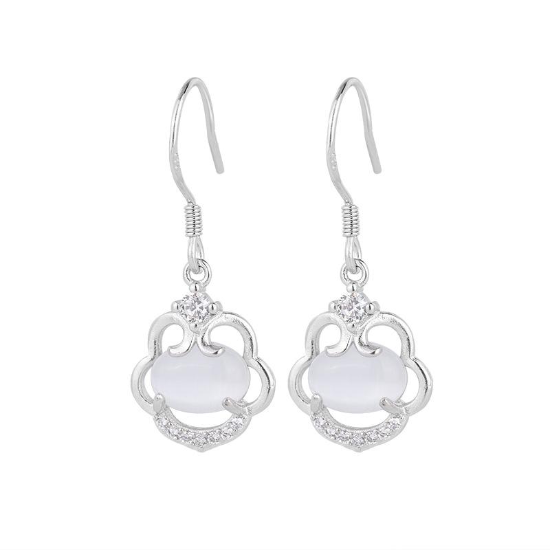 Серьги из серебра S925 с камнем кошачий глаз, замок Руйи, мир, женские, легкая роскошь, высокое качество, модные украшения