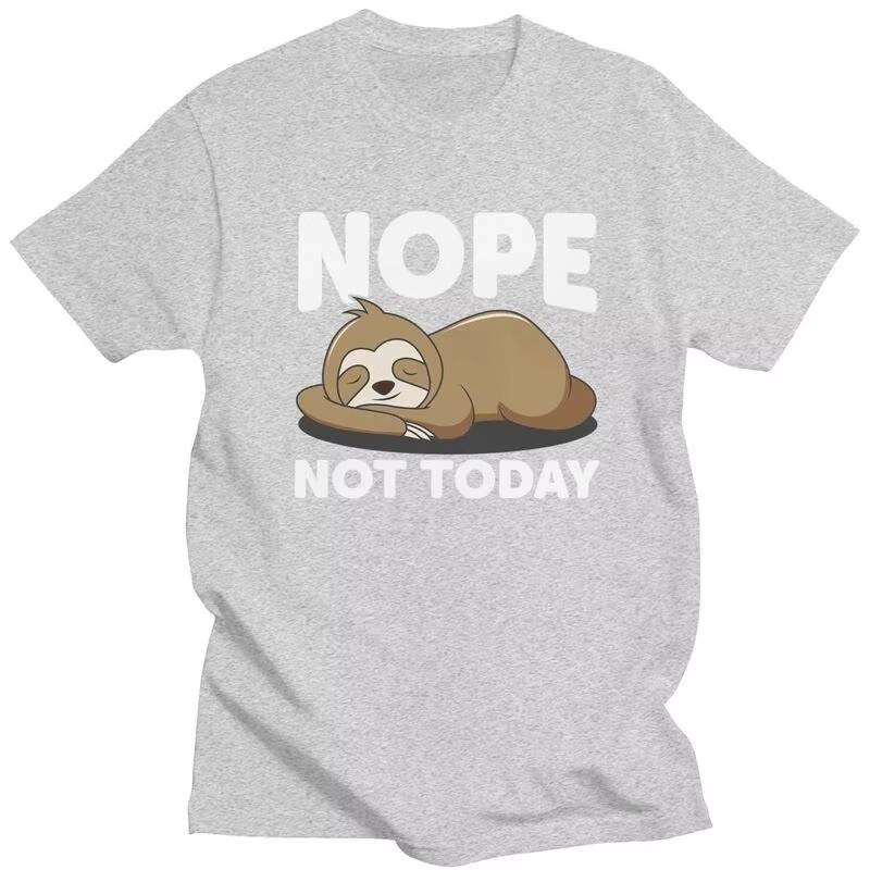 Nope Not Today Lazy Sloth Graphic Tee for Unisex Short Sleeve Cotton Casual T-Shirt