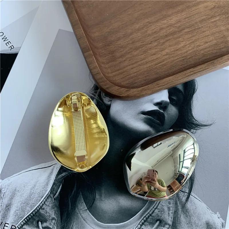 2024 Design Geometric Glossy Gold Silver Color Metal Eggshell Hairgrips Barrettes for Women Girls Party Hairwear2