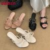 Fashion Fashion Round Toe Elegant Women Heels Pumps Shoes Spring Summer Butterfly-Knot Ladies High Heels Slides Shoes Female Sandals