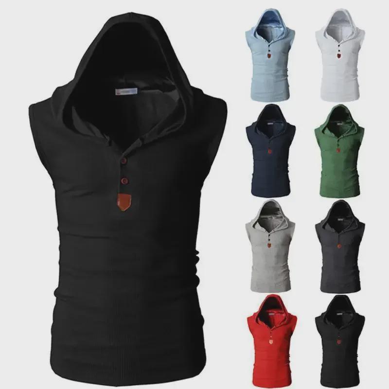 Men's Summer Sleeveless Hooded Vest - Korean Style Fitness Stretch Waistcoat