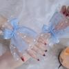 Silver Glitter Bow Embellished Arm Sleeve For Nail Photography Elegant Chiffon Accessory With Elastic Fit
