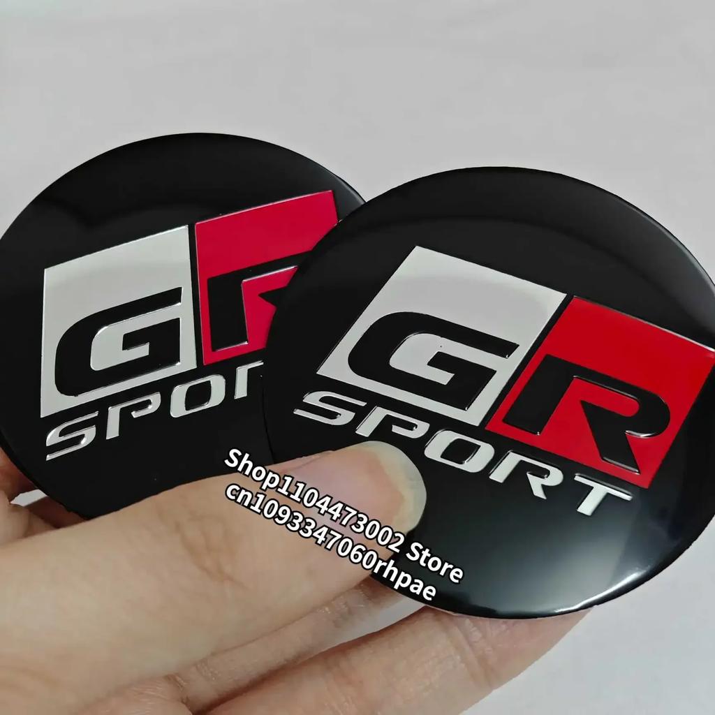 WNIS1 4pcs 56mm 60mm GR Aluminum Wheel Hub Center stickers for Toyota Modified hub center cap sticker Car Accessories