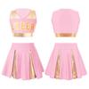 Girls Cheerleading Uniform Letter Print Tank Top with Pleated Skirt Set Cheer Leader Halloween Fancy Dress Costume
