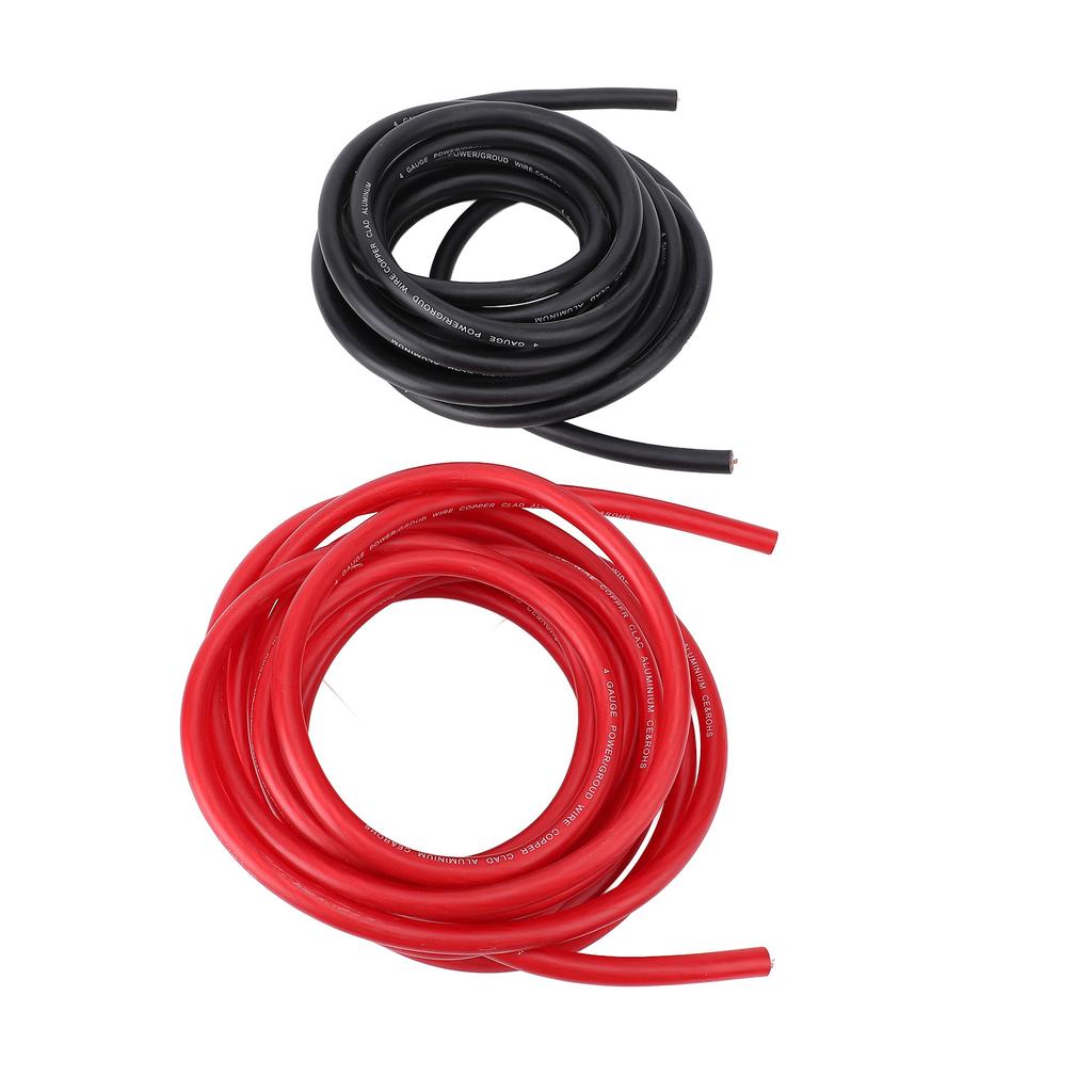 Силовой кабель 4AWG 20 футов с наконечником, термоусадочной трубкой, черный красный, гибкий, комплект провода питания и заземления для автомобильной магнитолы, динамика