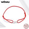 Браслет из стерлингового серебра 925 пробы с красной веревкой, классический браслет на удачу, подходит для бусин, подвесок, браслетов, ювелирных изделий своими руками