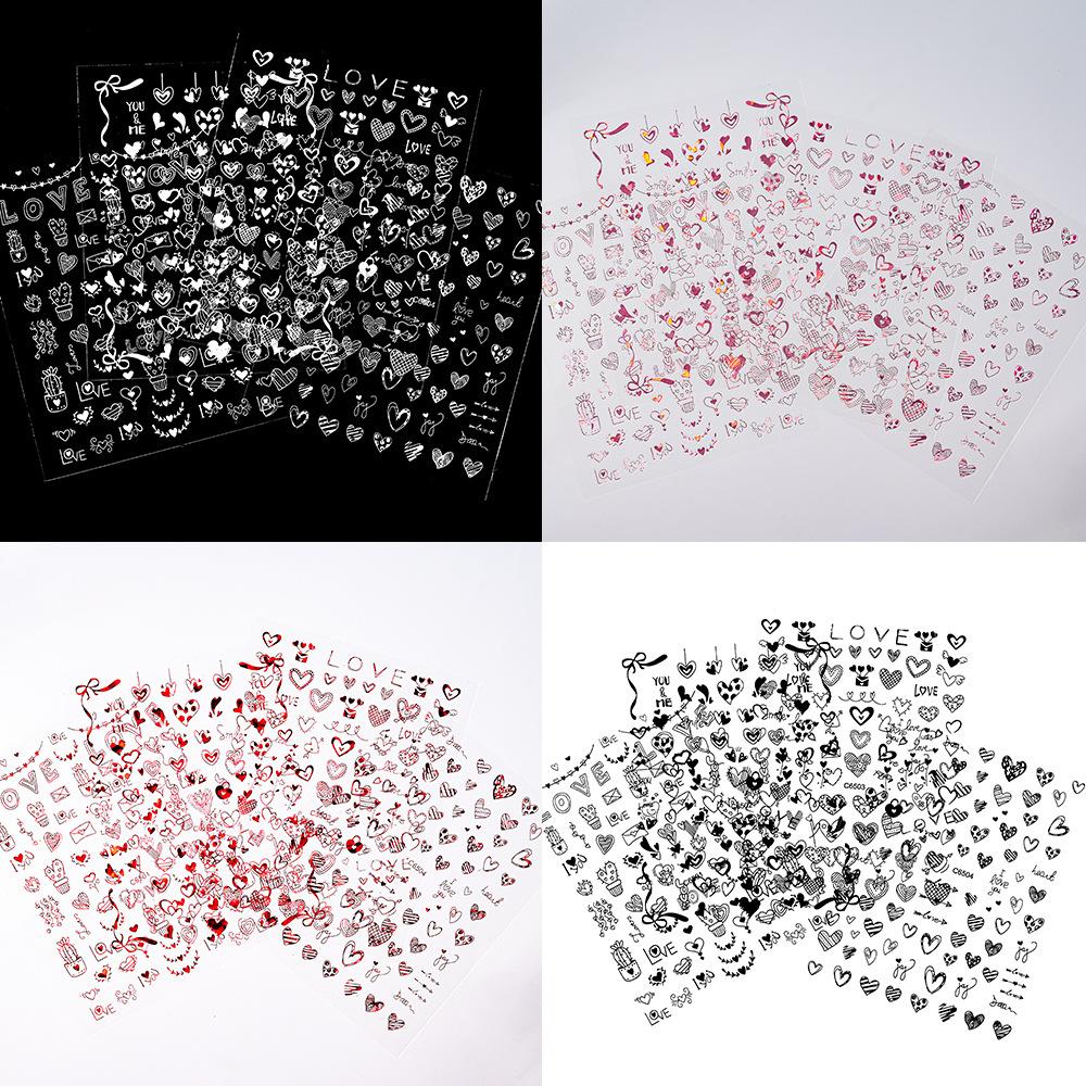 Наклейка для ногтей ко Дню святого Валентина Love, четыре цвета, романтическая наклейка для ногтей на День святого Валентина для женщин