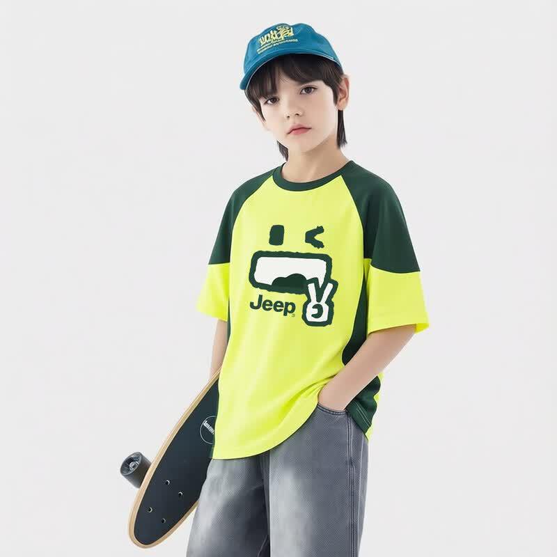 JEEP Boys' Summer Breathable Short-Sleeve T-Shirt