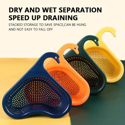 Сливная корзина в виде лебедя, кухонный фильтр для остатков раковины, общая сливная корзина для фруктов и овощей, многофункциональная подвесная сливная корзина