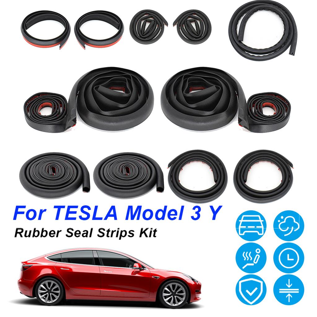 Для Tesla Model 3 Y Комплект уплотнительных полос для дверей автомобиля Звукоизоляционная EPDM резина Уплотнитель Автомобильный багажник Капот Приборная панель A B Стойка Уплотнительный комплект