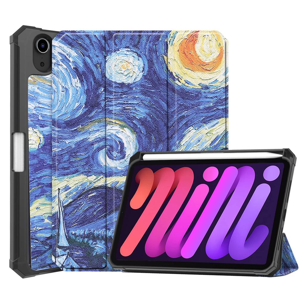 Для iPad Mini 7 6 8.3'' с держателем для стилуса-[Складная подставка + Автопробуждение/Сон], Цветной Премиальный чехол из ПУ-кожи, Ударопрочный корпус