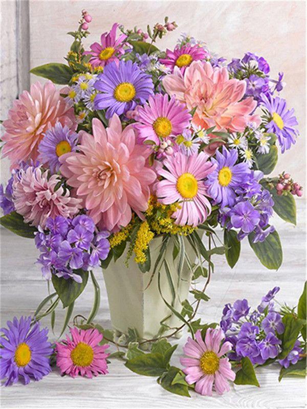 RUOPOTY Рамка «сделай сам», картина по номерам, башня, настенное искусство на холсте, акрил, уникальный подарок, картина по номерам, цветок для гостиной