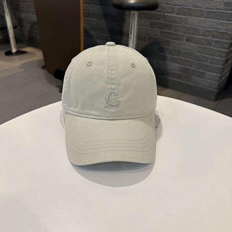 Fashion C letter bottom horizontal line baseball cap, young couple street washed sunshade curved brim hat, men's and women's tide outdoor