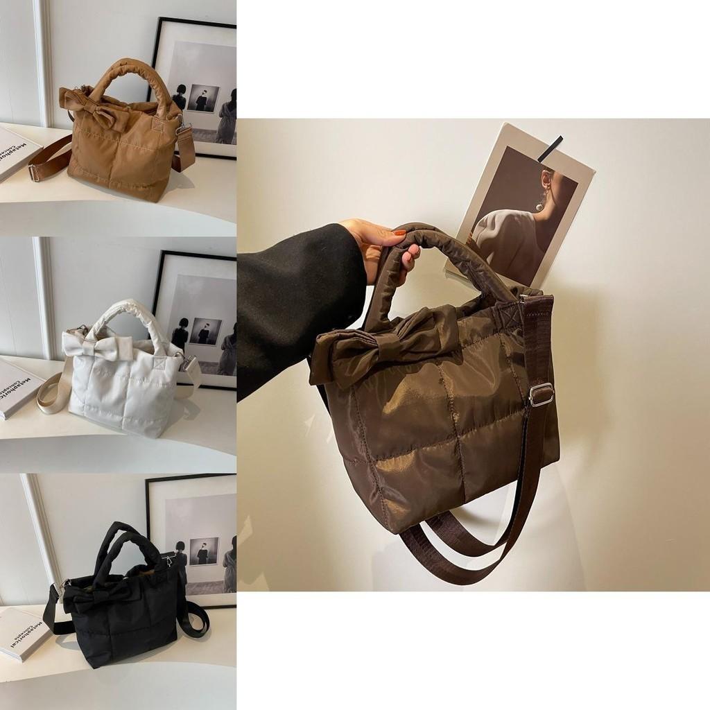 Trendy Soft Nylon Bucket Bag With Zipper Closure And Inner Pocket For Everyday Use