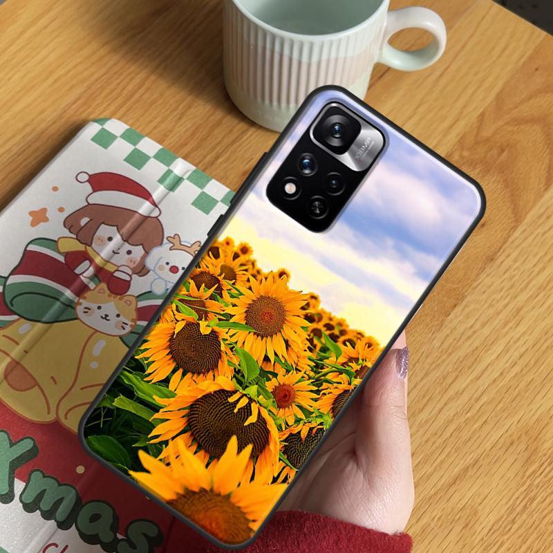 Цветочный чехол с подсолнухом для Xiaomi Redmi Note 14 Pro 13 12 11 10 15 Pro Plus Redmi 15 C 13 10C 12C 13C 14C