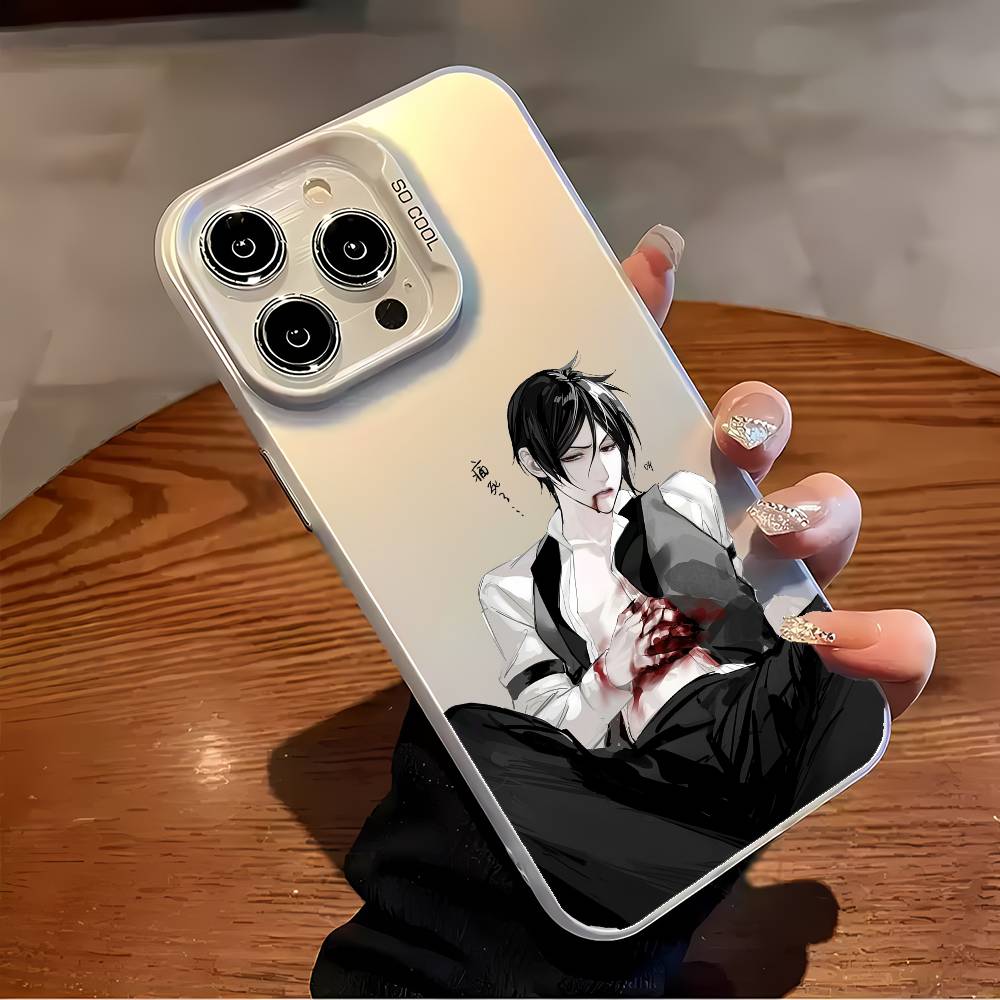 Чехол для телефона Черный дворецкий Для iPhone 16 15 14 13 12 11 Plus Pro Max разноцветный Лазерный Аврора Ударопрочный Чехол Funda