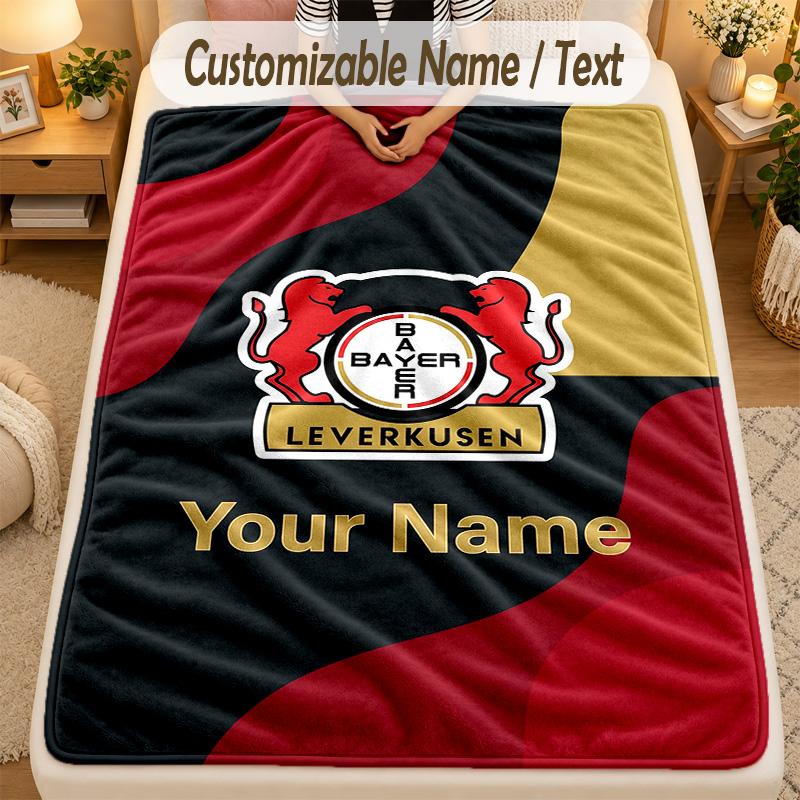 Фланелевое одеялоФК Байер Леверкузен Персональное с именем Текст Персонализированное Мягкое Теплое Плед Декор для дома Подарок