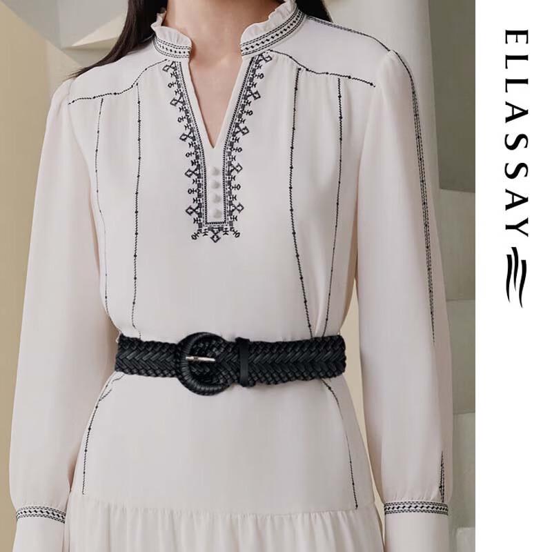 ELLASSAY Женское элегантное миди-платье с V-образным вырезом и тиснением