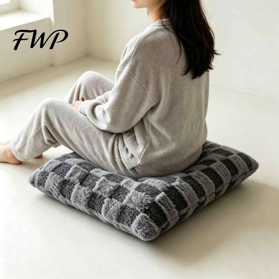 High Resilience Fiber Cushion Square Plush Chair with Ties, Buffalo Check Plaid Seat Cushion, Skin Friendly Dormitory Mat Fluffy Non Slip Warm Pad for