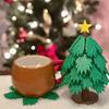 Yousheng 1 Set Christmas Tree Coasters Plastic Heat Insulation Trivets with Star Stirring Stick Table Protector Decorative Coasters for Hot Dishes