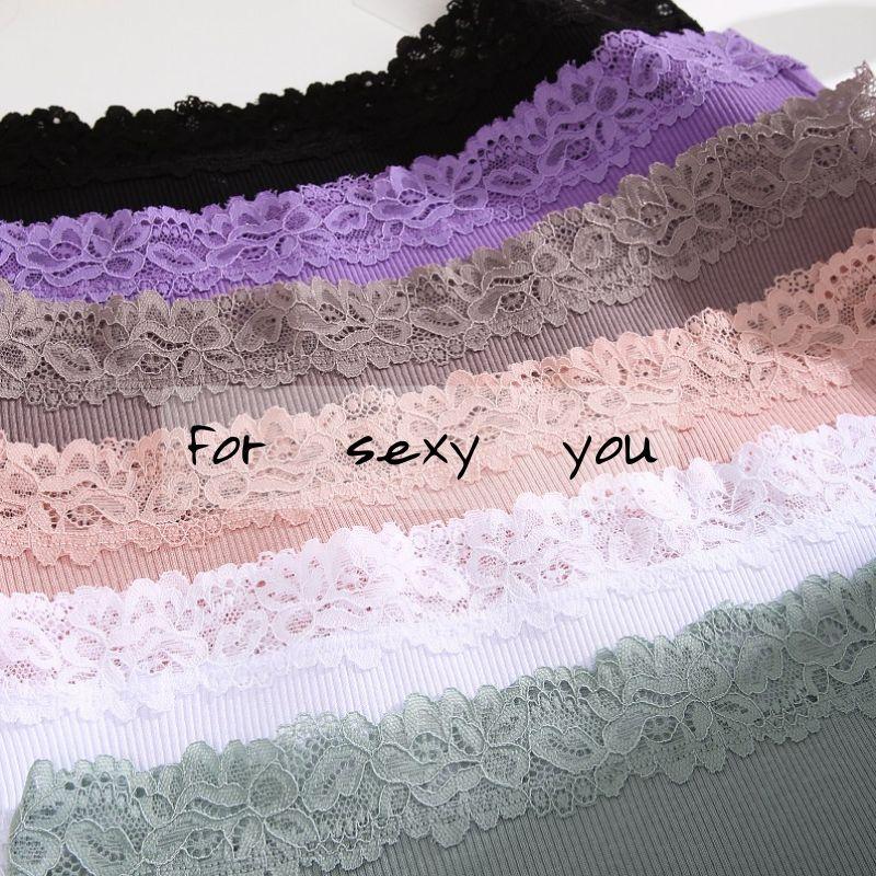Flower Lace Panty Sexy for Women Low-Waist Solid Color Briefs Pure Cotton Breathable Soft Lingerie Comfortable Female Underwear S-XL