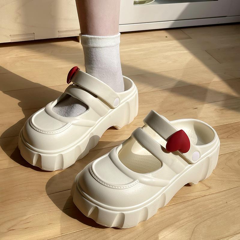 Женские летние сандалии на платформе из ЭВА 2025 Новая мода Закрытый носок Нескользящие Пляжные шлепанцы Женские Легкие На толстой подошве Мэри Джейн