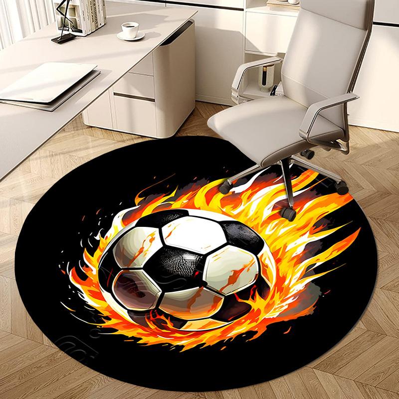 1pc Office Carpet Chair Mats Flaming Soccer Ball Design Perfect for Decorating Office Chairs, Living Rooms, Or Bedrooms.YDT250