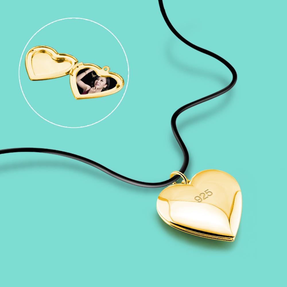 New Women's 925 Sterling Silver Necklace Classic Heart Photo Box Pendant Customizable Photo Anniversary Jewelry Gift Bijoux