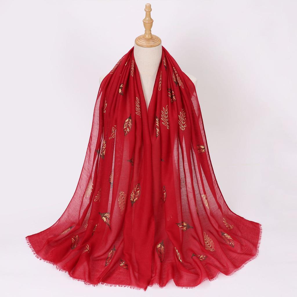 Ethnic Style Gold Foil Printed Scarf Soft Polyester Women S Fashion Scarf