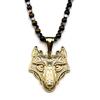 Nordic Wolf Head Viking Pendant Necklace Stainless Steel Gold Tiger Eye Stone Jewelry Gift for Men Women