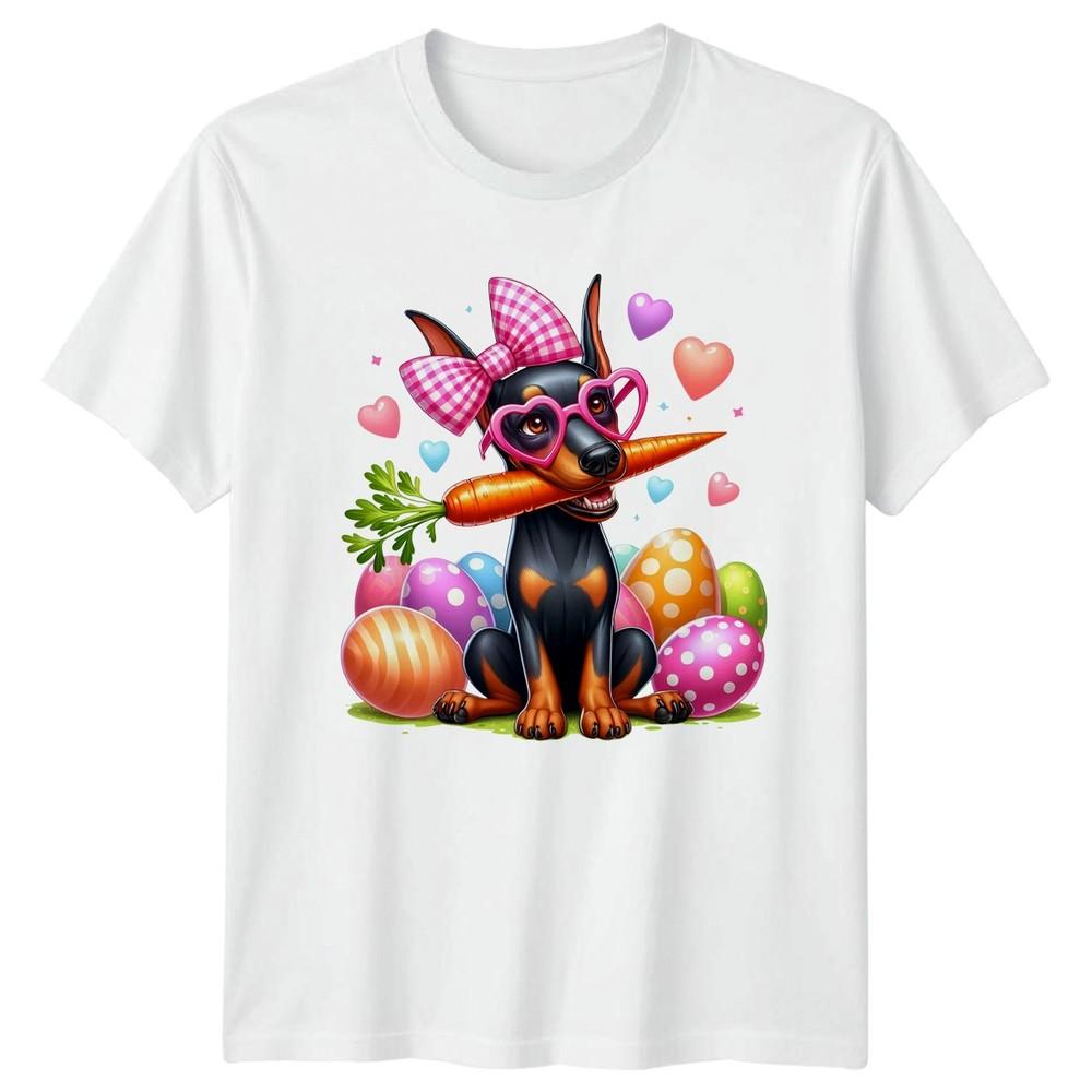 DoberUnisex Easter Bunny With Carrots Unisexs TShirt DoberUnisex Pinscher Easter