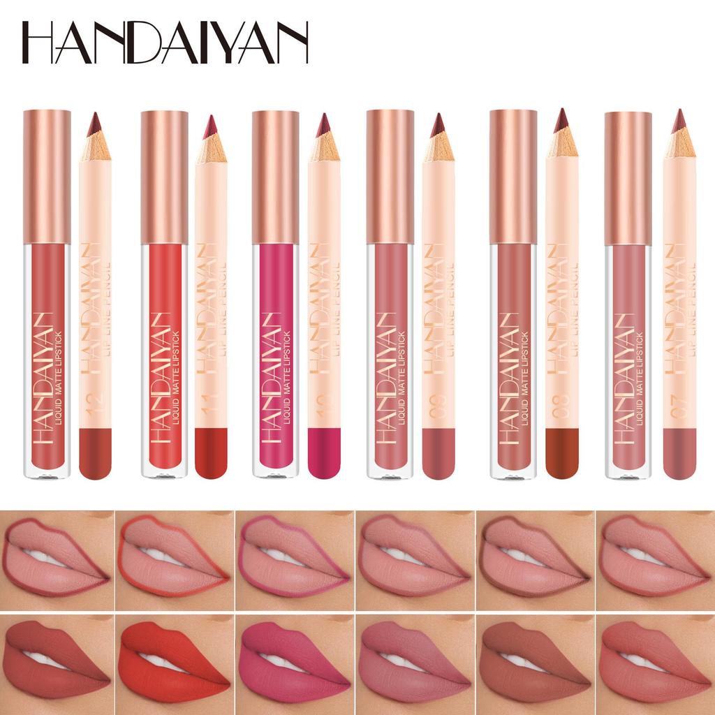 Матовый водостойкий набор помад, блесков и карандашей для губ - Не липкий, Не выцветающий