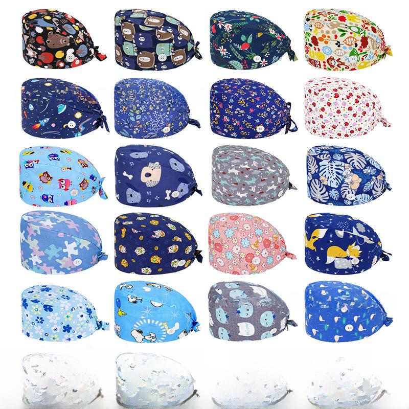 Хирургическая шапочка из чистого хлопка с принтом для медсестер и врачей