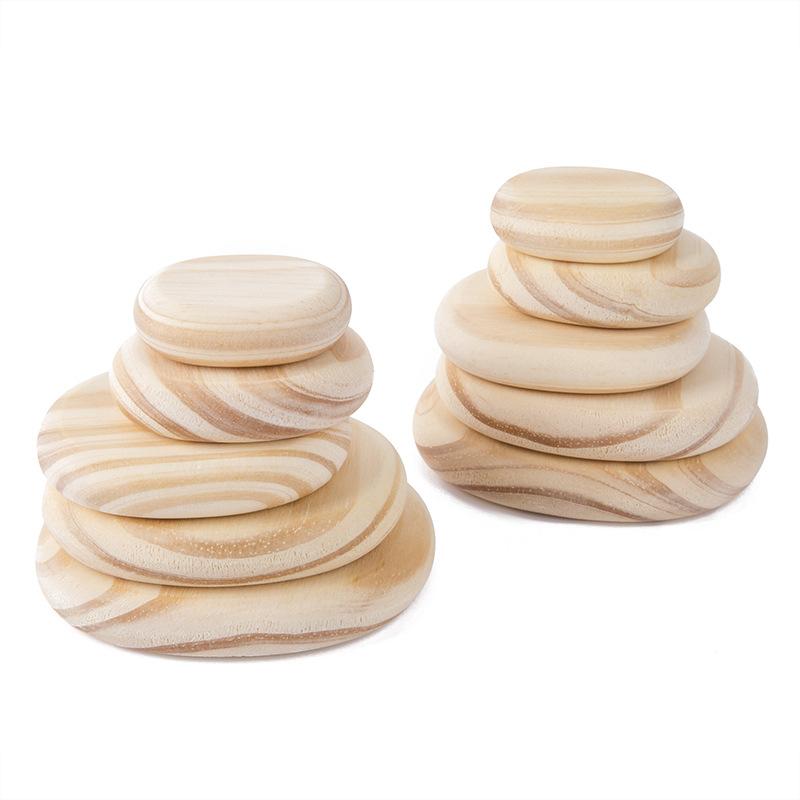 Wooden Montessori Rainbow Pebbles Stack Block Toys Nordic Style Gradient Stacking Stone Balancing Game DIY Educational Kids Toys