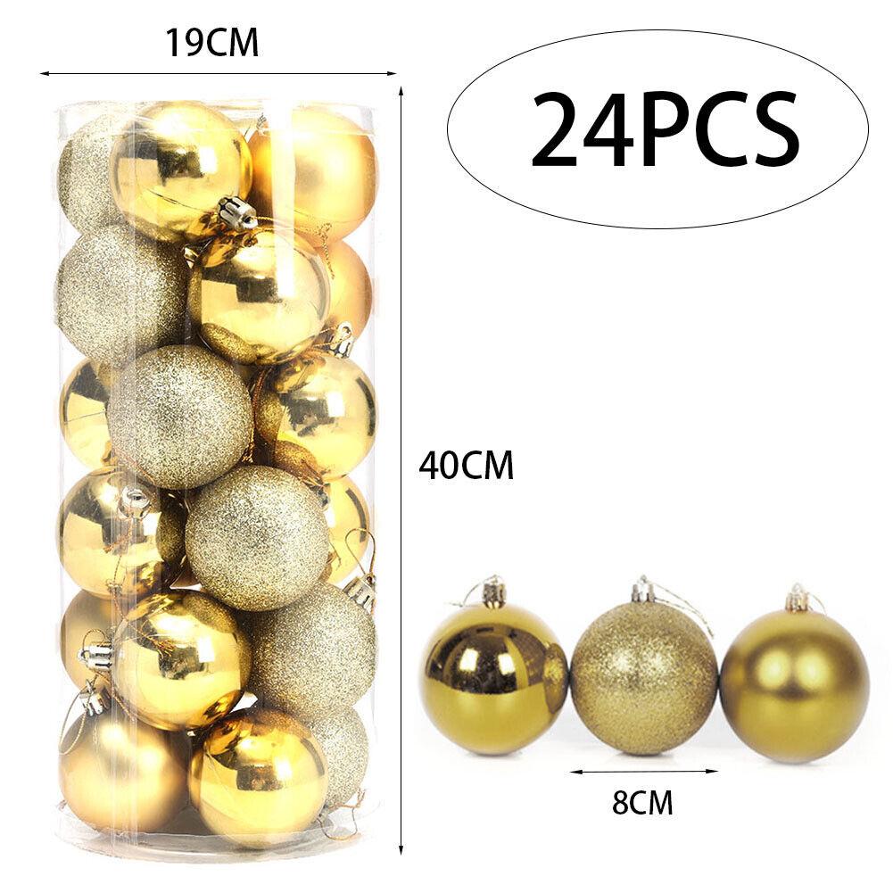 8 СМ 24 ШТ. Рождественские Подвесные Шаровые Украшения Небьющиеся Рождественские Елочные Украшения Комплект Рождественские Украшения Шары для Праздника Свадьбы Декор